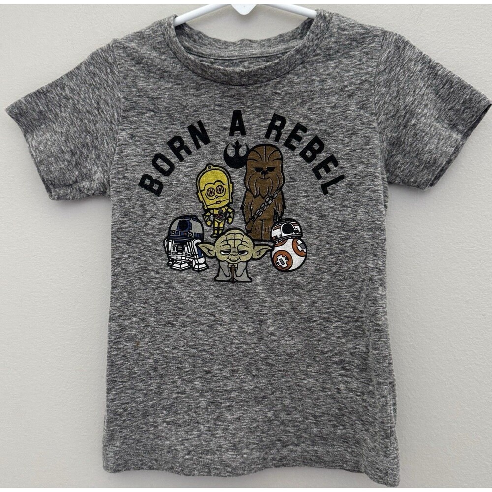 Star Wars 3T R2-D2 Yoda Chewbacca BB8 C3PO Toddler Tshirt Gray